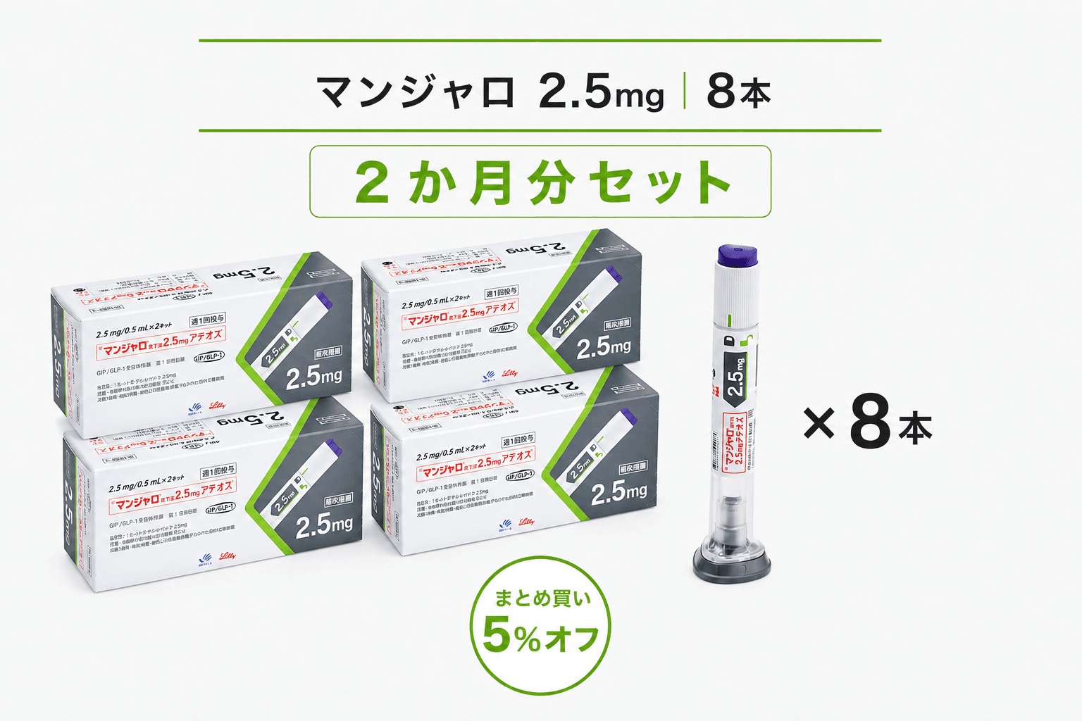 【処方薬チケット】マンジャロ 2.5mg 8本 (2ヶ月分)