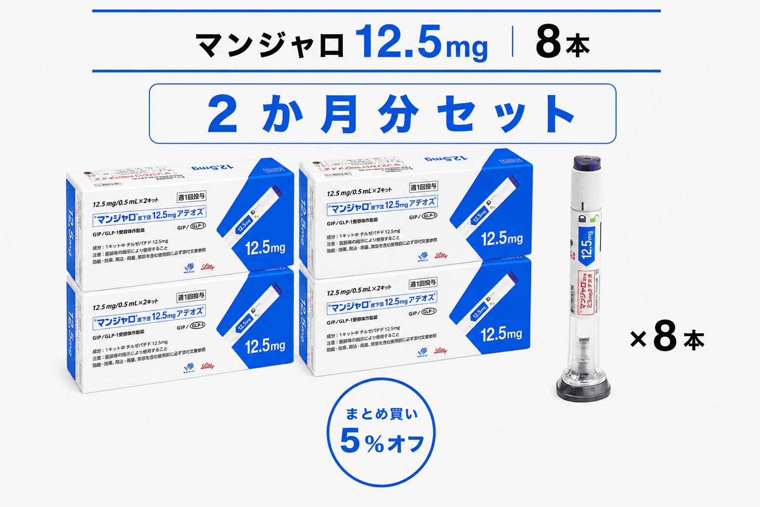 【処方薬チケット】マンジャロ 12.5mg 8本 (2ヶ月分)